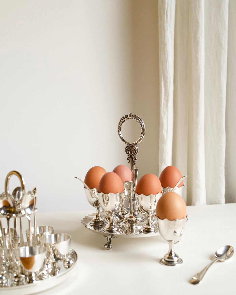 Antique Silver Plated Egg Cruet Set for Six w/ Spoons – The Edition 94