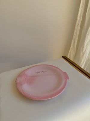 Set of 10 Vintage Fish Shaped Pink Mélusine Plates with Large Fish Serving Platter