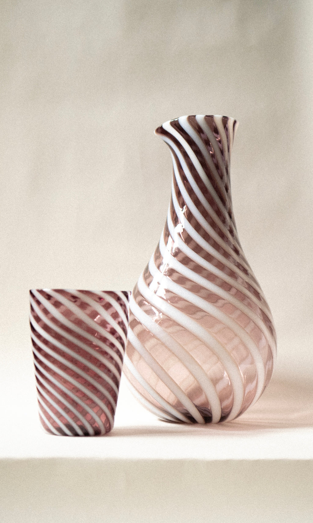 Aubergine Swirl Handblown Murano Carafe