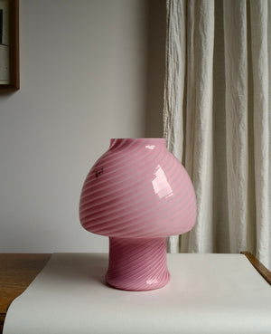 Vintage Murano Mushroom Pink Swirl Glass Table Lamp