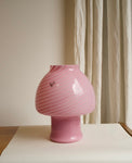 Vintage Murano Mushroom Pink Swirl Glass Table Lamp