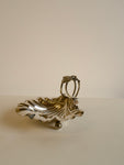 Vintage Silver Plated Scallop Shell Dish w/ Leaf Handle