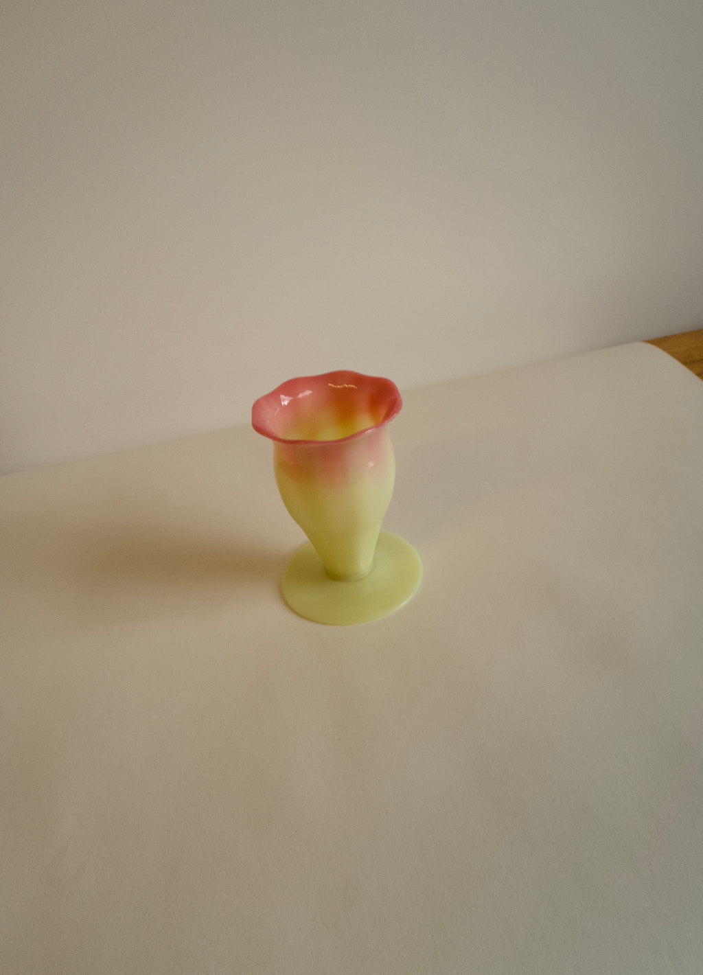 Cranberry & Yellow Opalescent Victorian Bud Vase