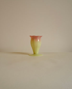 Cranberry & Yellow Opalescent Victorian Bud Vase