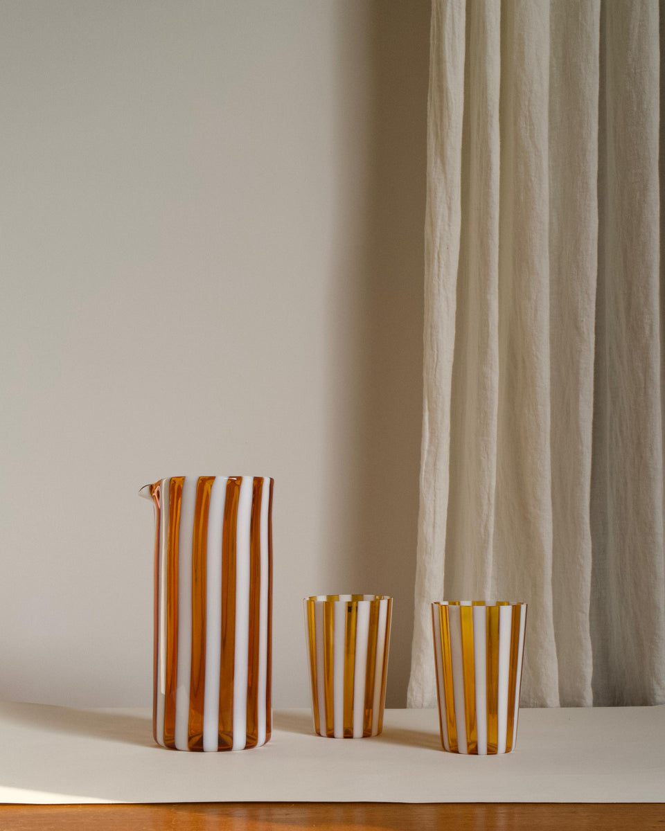 Salty Caramel Stripe Handblown Murano Italian Carafe