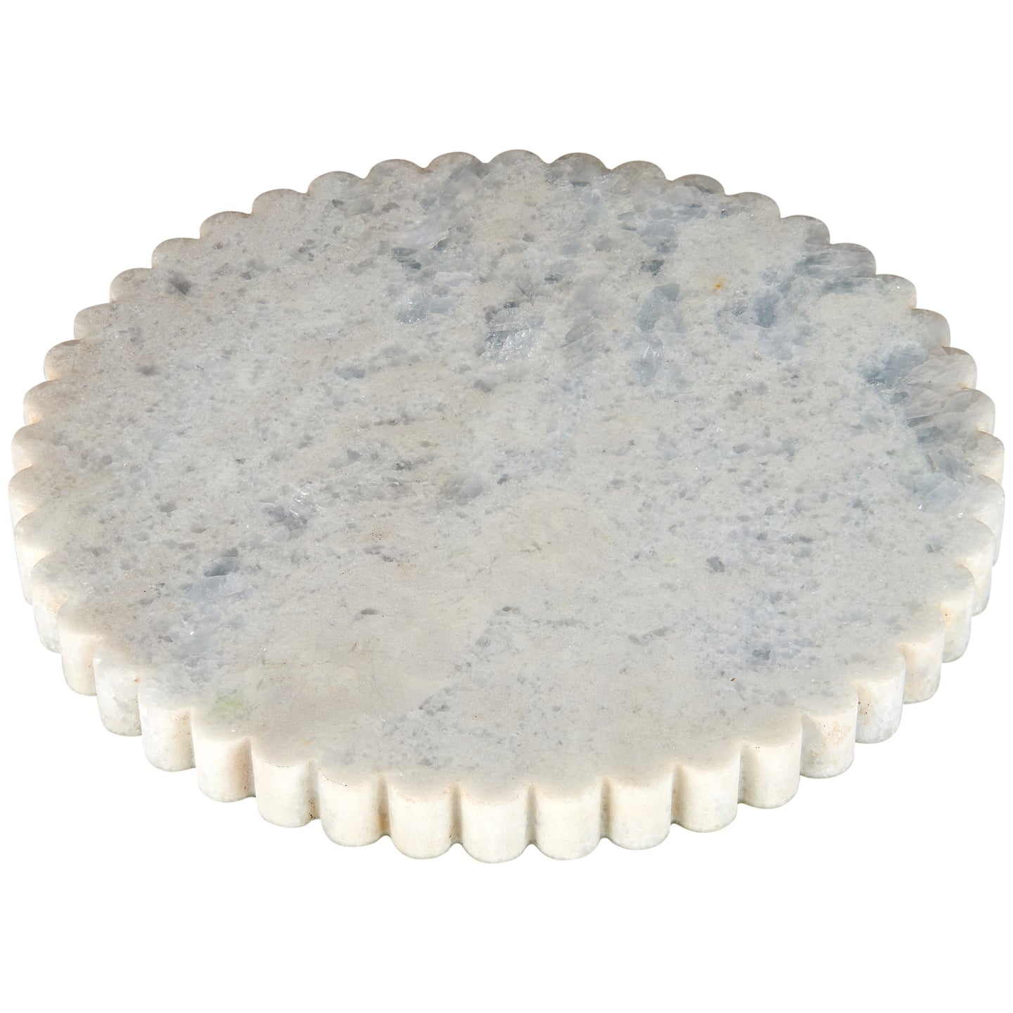 Azul Cielo Small 24cm Round Marble Scalloped Tray | BRANIK