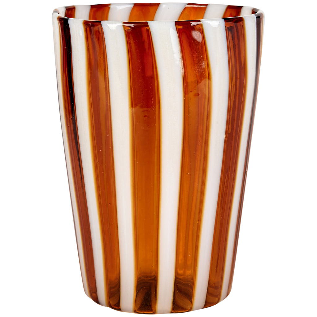 Salty Caramel Stripe Handblown Murano Gio Ponti ‘A Canne’ Style Italian Glass