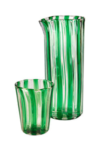 Green Handblown Murano Gio Ponti ‘A Canne’ Style Italian Glass