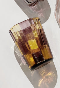 Sample Sale Handblown Murano Purple and Brown Checkerboard Glass