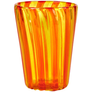Orange & Yellow Handblown Murano Gio Ponti ‘A Canne’ Style Italian Glass