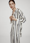 ECRU STRIPE OVERSIZED SILK SHIRT