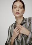 OLIVE STRIPE OVERSIZED SILK SHIRT