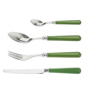 Green/Olive Mix and Match Colourful French Stainless Steel Cutlery