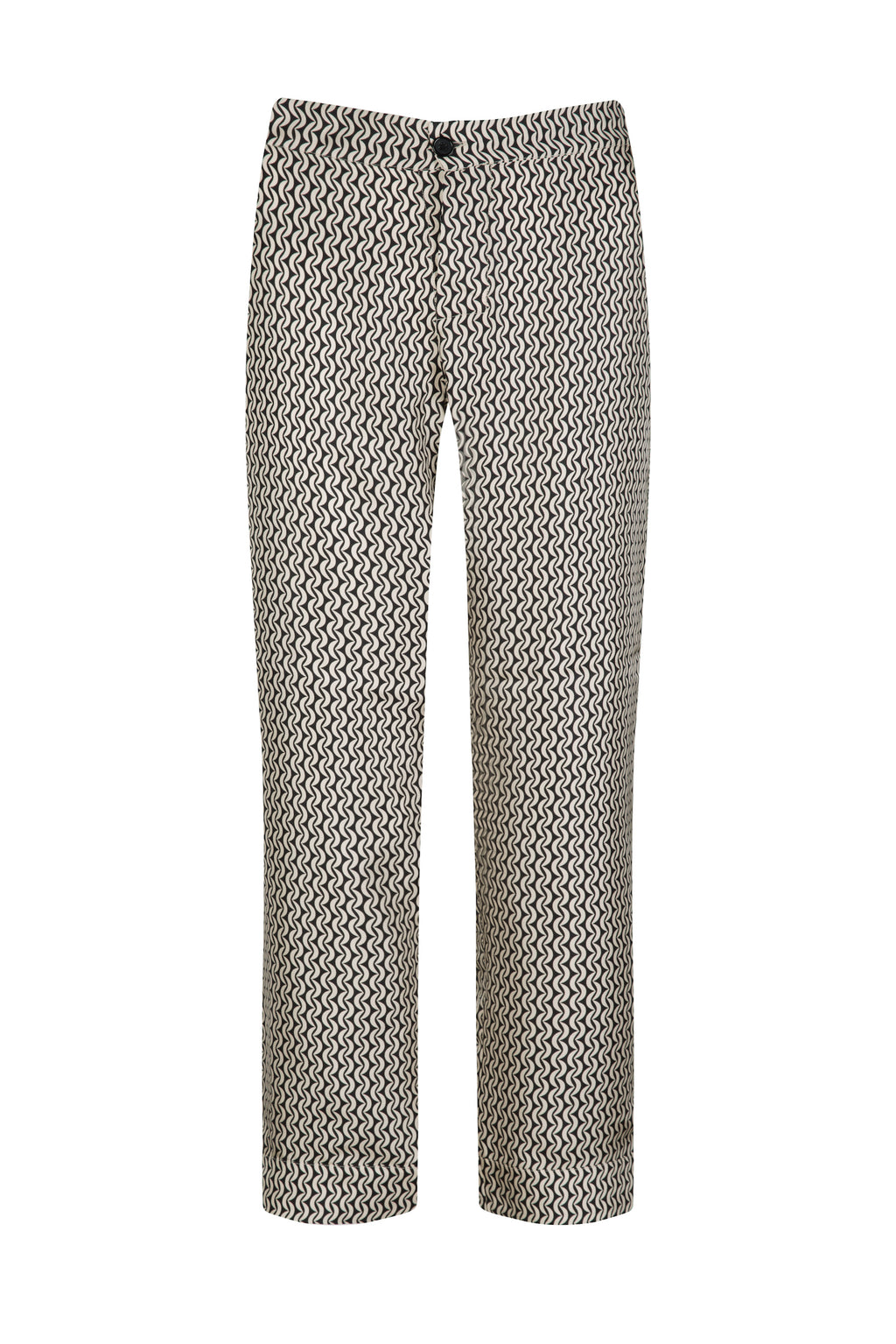 ASCENO ANTIBES CREAM CRESCENT SILK TWILL TROUSER