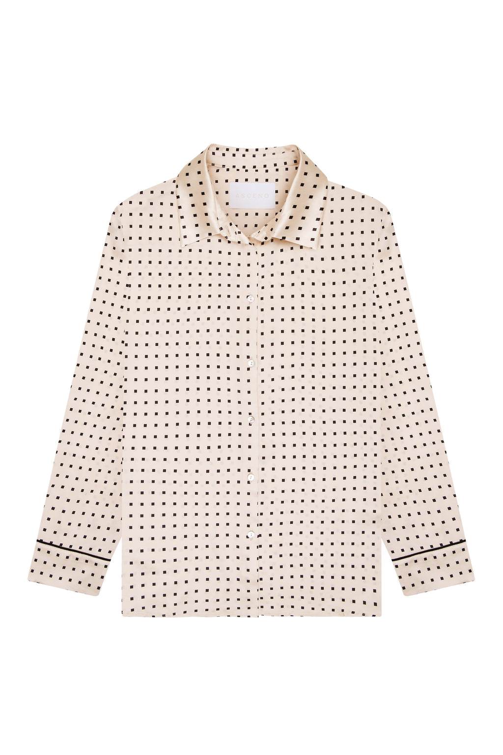 ASCENO LONDON CREAM SQUARE SILK SHIRT
