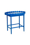 Vintage Cobalt Blue Hand-Lacquered Scalloped Side Table