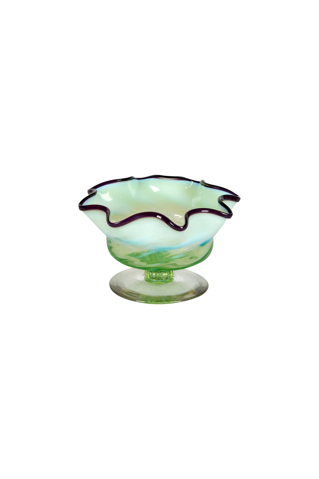 Antique Victorian Opalescent / Vaseline Green Glass Bowl