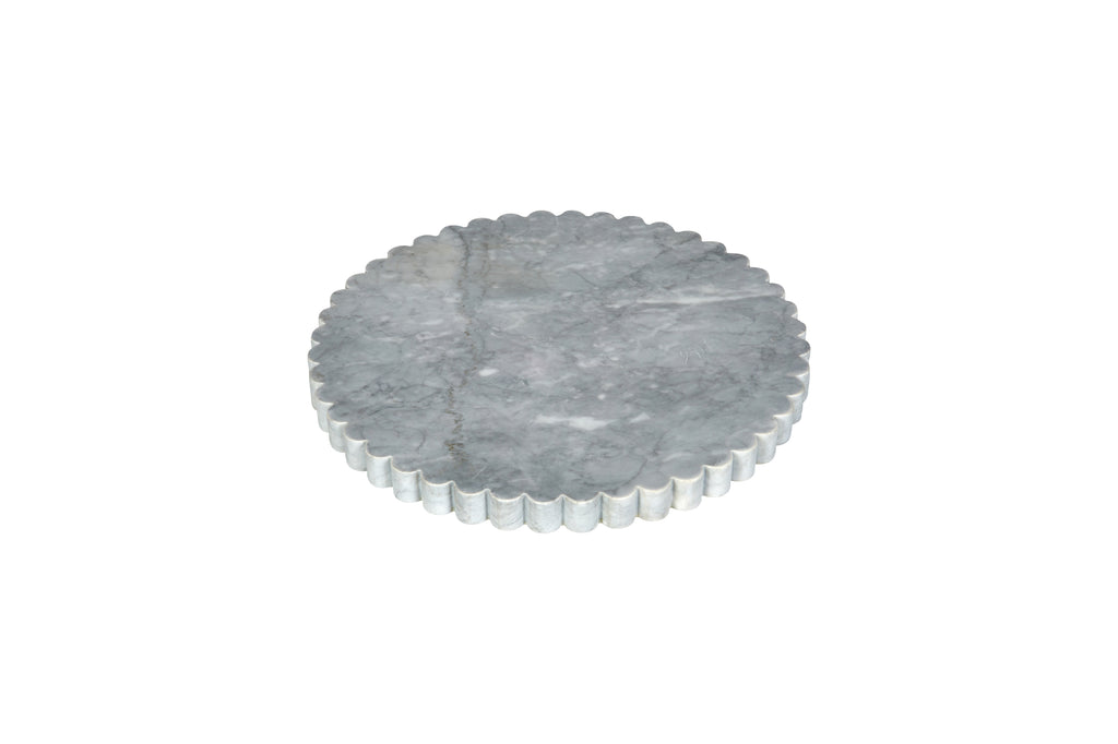 Grey Marble Round Scalloped Tray 24 cm | BRANIK