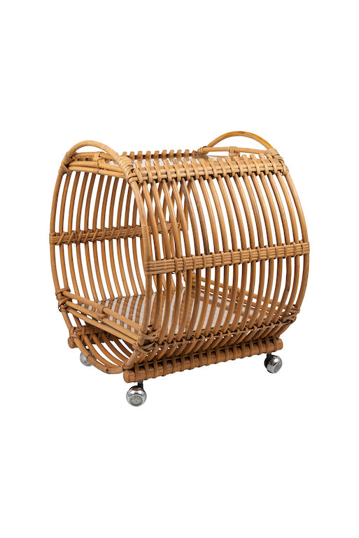 1970s Vintage Bamboo/Rattan Drinks Trolley