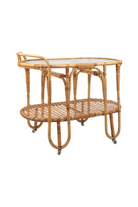 Vintage Rattan and Bamboo Drinks Trolley