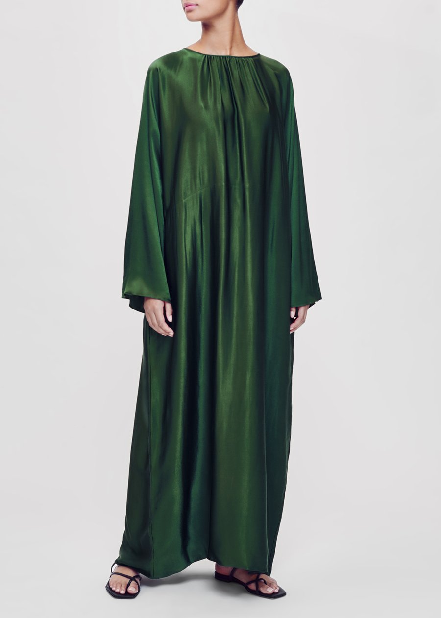 ASCENO RHODES JADE GREEN BAMBOO SATIN MAXI DRESS The Edition 94 ASCENO RHODES JADE GREEN BAMBOO SATIN MAXI DRESS The Edition 94