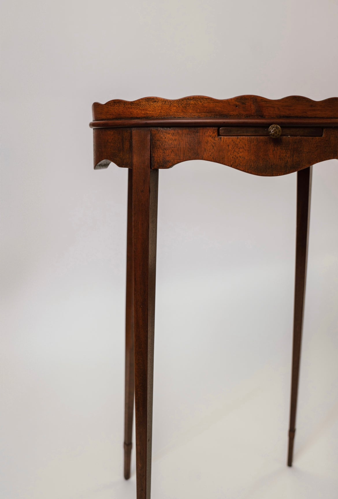 Antique English Georgian Style Mahogany Pedestal Table with Pull Out Tray