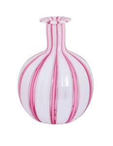 Pink and White Stripe Murano Vase