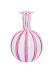 Pink and White Striped Murano Vase