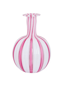 Pink and White Striped Murano Vase