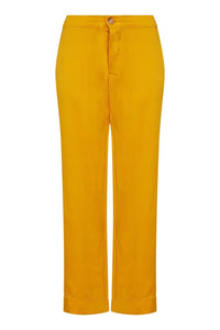 ASCENO ANTIBES SUNFLOWER SILK CROPPED TROUSER