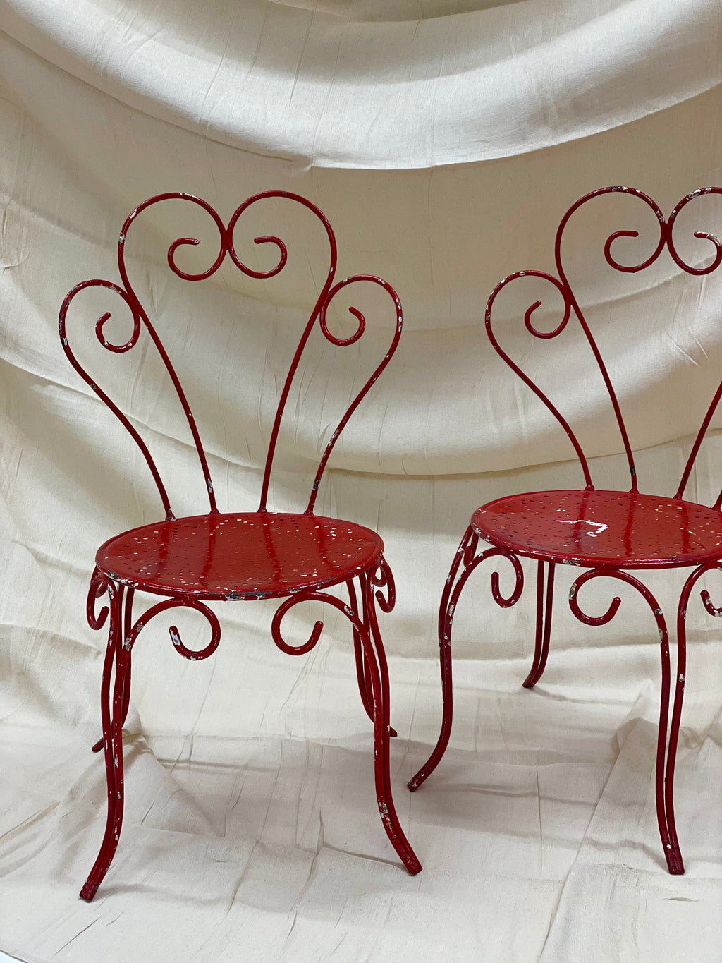 Pair of Vintage Red Garden Chairs