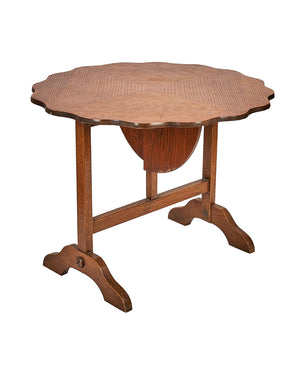 Vintage Wooden Folding Scalloped Side Table