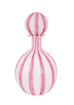 Pink and White Striped Murano Vase with Stopper