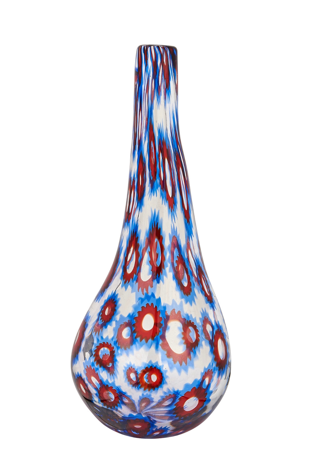 Large Blue & Red Vintage Murano Vase
