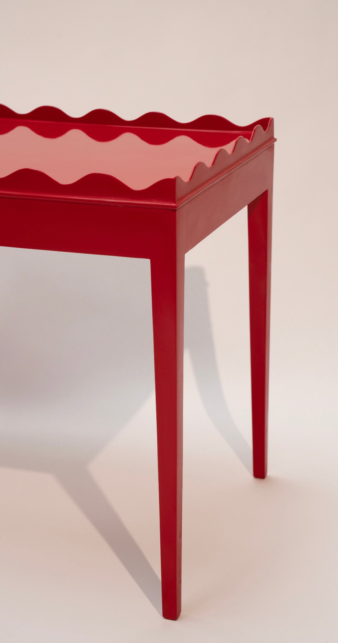 Vintage Hand-Lacquered Ruby Red Side Table