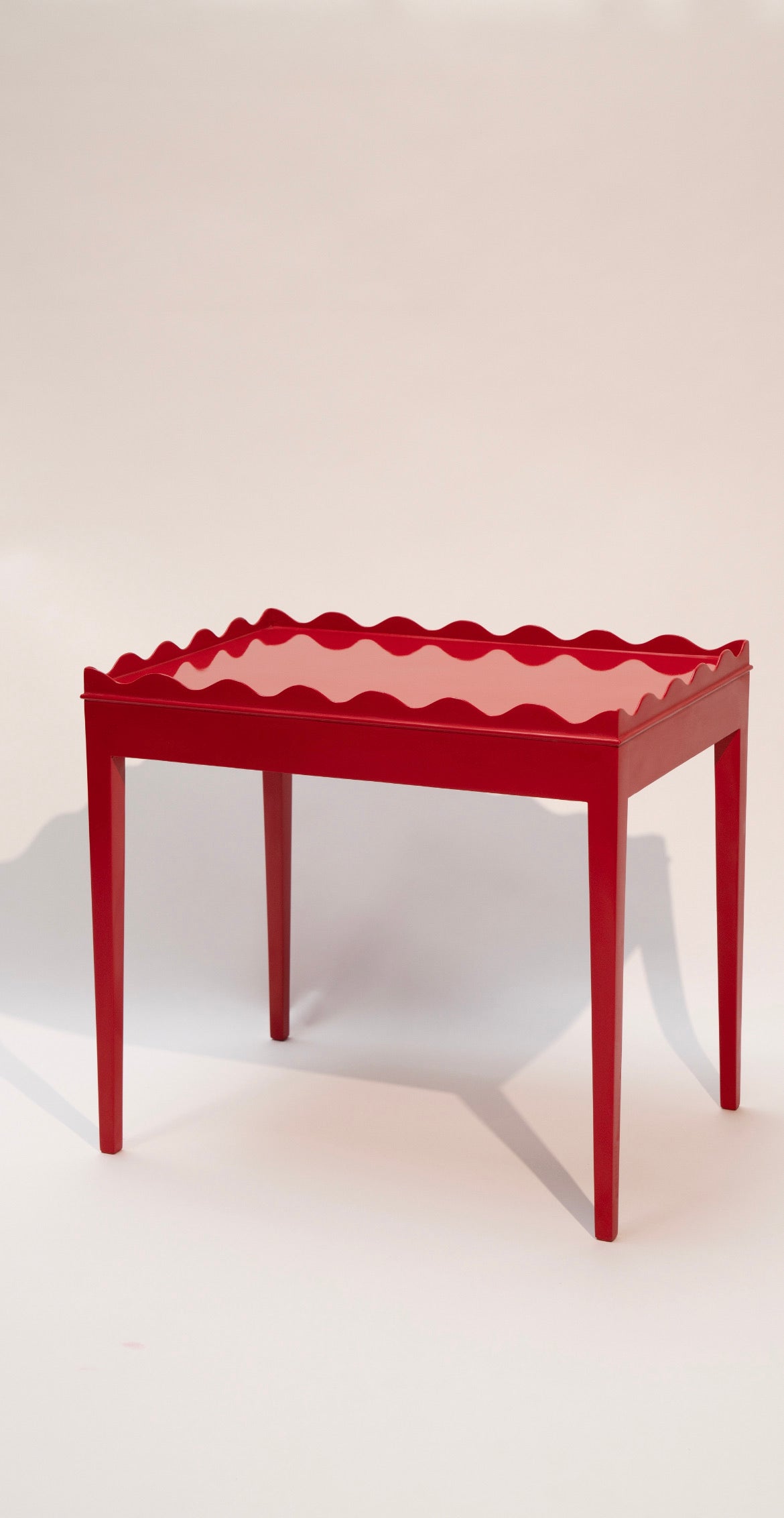 Vintage Hand-Lacquered Ruby Red Side Table
