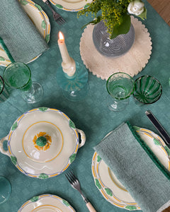 Vintage Cream & Green Leaf design Dinner Set