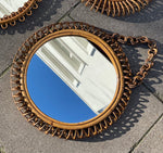 Vintage 50/60s Bonacina Style Rattan Mirror with Chain