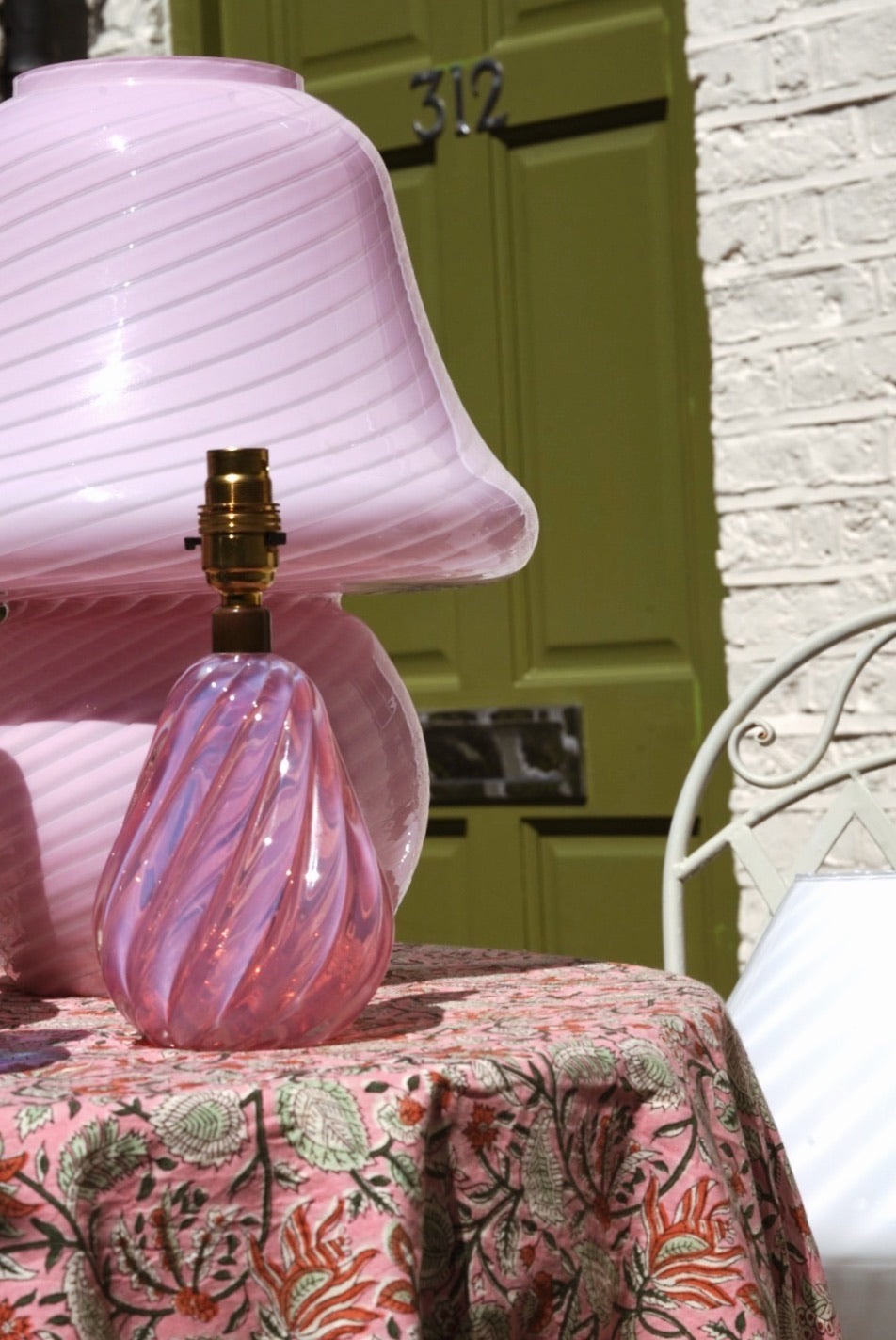 Vintage Pink Opalescent Murano Lampbase by Archimede Seguso