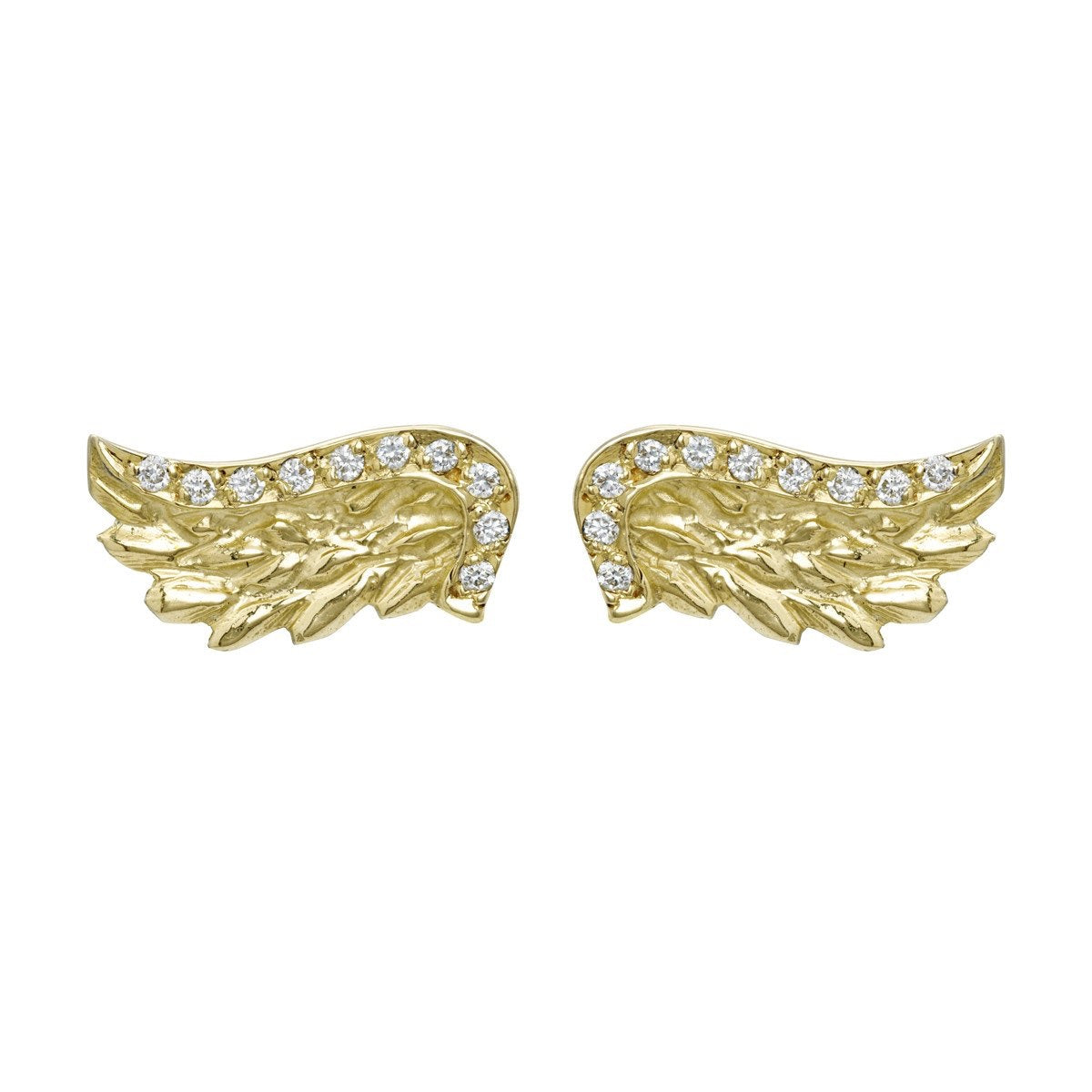 Gold & Diamond Venetian Wing Studs by Sophie Harley