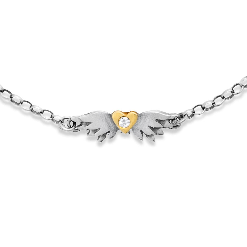 Classic Diamond Winged Heart Bracelet by Sophie Harley