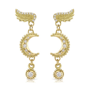 Venetian Diamond Moon Earrings by Sophie Harley