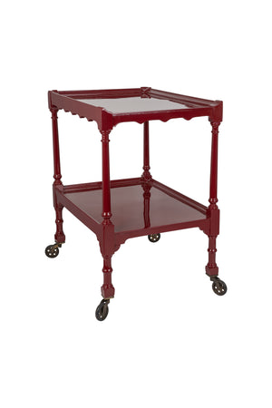 Vintage Rosewood Red Hand-Lacquered Tea Trolley