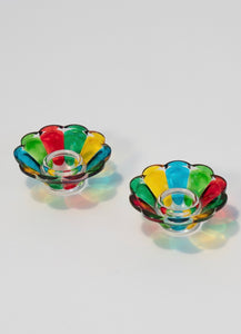 Pair of Multicoloured Murano Candle Holders
