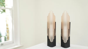 Vintage Pair of Vetri Murano Glass Art Deco Table Lamps