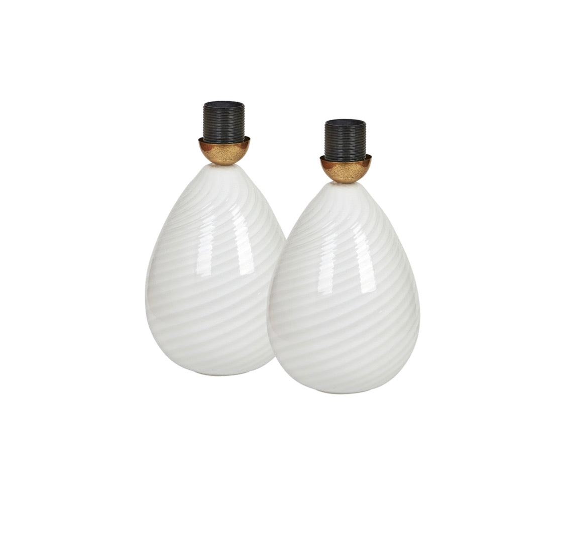 Pair of Vintage Murano Egg Bedside Lamps