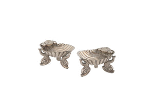 Antique Silver-plated Shell Salt and Pepper Pinch Pots