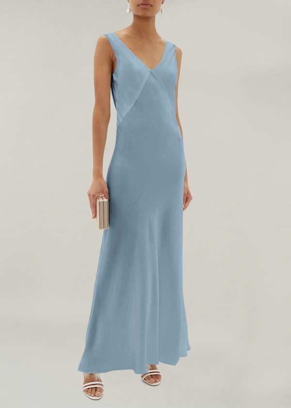 ASCENO BORDEAUX DUST BLUE SILK SLIP DRESS The Edition 94 ASCENO BORDEAUX DUST BLUE SILK SLIP DRESS The Edition 94